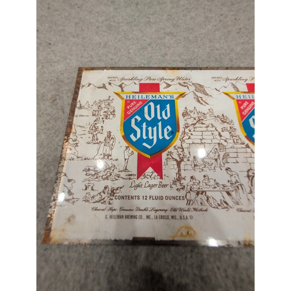 Vintage Heileman's Old Style Beer Uncut Metal Can Label Sheet G Heileman Brewing - Picture 2 of 4